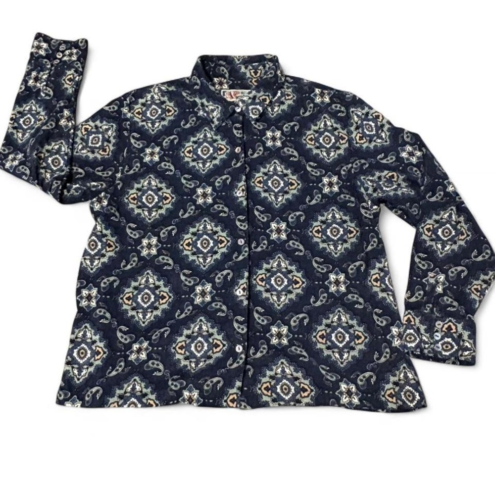 Vintage patterned print collared‎ shirt